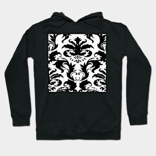 Black and White Victorian Damask Toile Pattern Hoodie